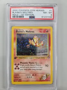 Blaine’s Moltres Gym Heroes 1st Edition Holo PSA 8 Pokémon Card