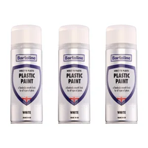 3 Pack Bartoline Direct Plastic Paint White 400ml Gloss All-in-1 Primer Topcoat