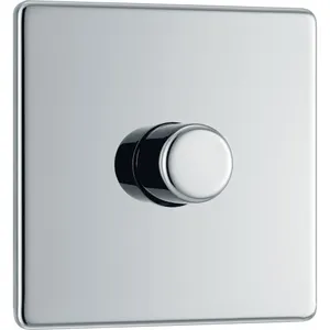 2x BG Electrical Intelligent Dimmer Switch, 2 Way, Screwless Flatplate, Chrome