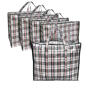 10x ANSIO Large Reusable Laundry Storage Bags Zipped 60x25x50cm Moving/Wardrobe