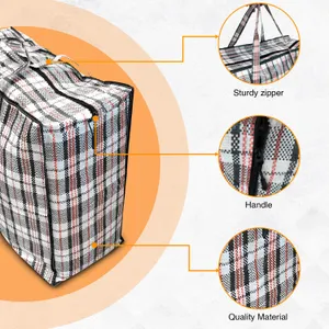 10x ANSIO Large Reusable Laundry Storage Bags Zipped 60x25x50cm Moving/Wardrobe