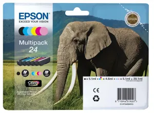 Epson 24 Elephant Genuine Multipack 6-Colour Claria Photo HD Ink (Damaged Box)