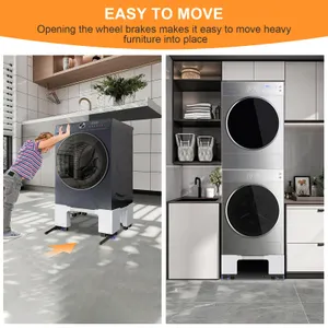 NIUXX Adjustable Mobile Washing Machine Base w/ Brake Wheels 46-69cm H19.5cm
