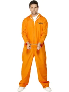 Smiffys Adult Escaped Prisoner Orange Costume L - Size 42-44" Jumpsuit