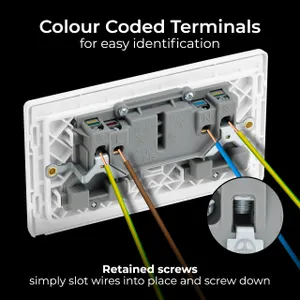 4x BG Electrical Double Switched Wall Socket Screwless Evolve Brushed Steel 13A