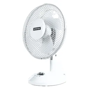 Status 9 Inch Oscillating Desk Fan White Portable Table Home Office
