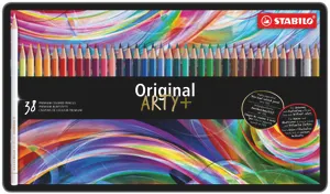 STABILO Original ARTY+ 38 Thin Lead Colouring Pencils Set Tin Box