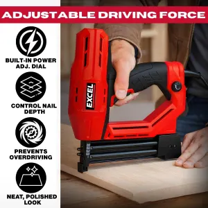 Excel 2-in-1 Electric Stapler Nailer Gun 15-32mm 18 Gauge Heavy Duty Corded 240V
