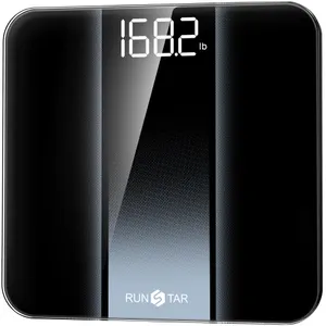 RunStar Digital Bathroom Scale High Precision LED Tempered Glass 400lb Silver