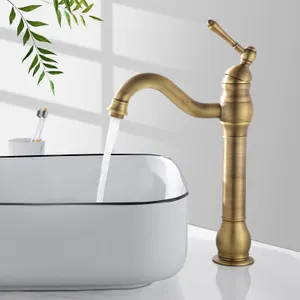 Namuoto Bathroom Sink Tap, 360° Rotatable Basin Mixer, Brass Brushed Gold Faucet