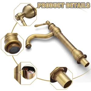Namuoto Bathroom Sink Tap, 360° Rotatable Basin Mixer, Brass Brushed Gold Faucet