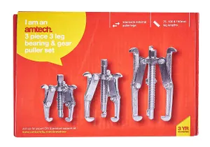 Amtech 3pc Bearing Puller Set Reversible Drop-Forged Steel Legs 75/100/150mm