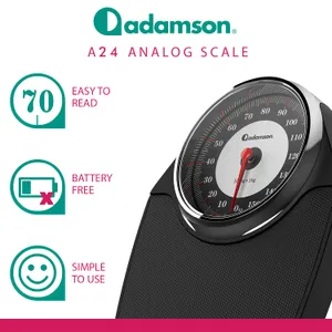 Adamson A24 Analog Bathroom Scale, Anti-Skid, Large Numbers, 150kg