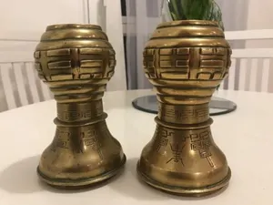 Pair of Genuine Antique Chinese Brass Vase from Circa 1800s.
