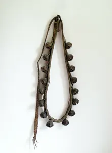 Fine antique 19th century Tibetan yak leather belt with bells