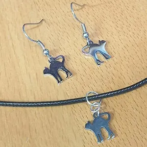 Stainless Steel Tiny Cat Jewellery Sets - Earrings, Pendants & Necklaces