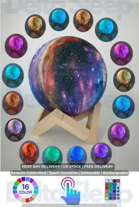 Purple Galaxy Moon Lamp 16 Colour Rechargeable Night Light Dimmable LED Remote